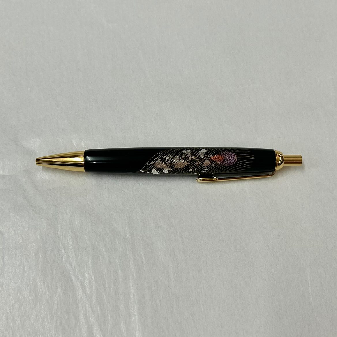 輪島塗ボールペン羽根沈金漆塗