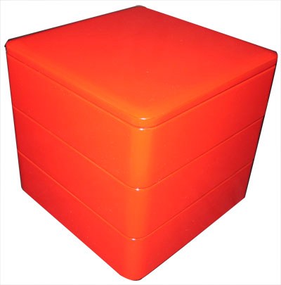 木製六寸三段重朱漆塗無地/重箱