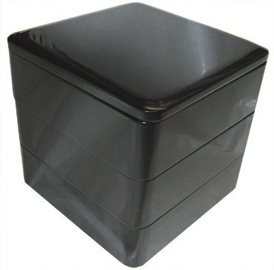 木製六五黒漆塗三段重無地/重箱