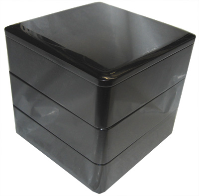 木製七寸黒漆塗三段重無地/重箱