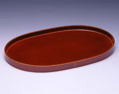 木製春慶漆塗小判盆330x195x13