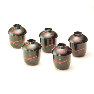 茶道具・茶懐石 樹脂製うるし塗 松葉箸洗(五客入)